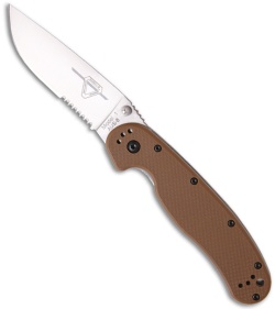 Ontario RAT Model 1 Liner Lock Knife Coyote Brown (3.625" Satin Serr) 8849CB