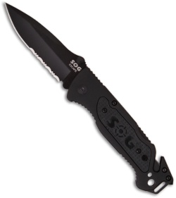 SOG Escape Lockback Knife Black (3.4" Black Serr) FF-25