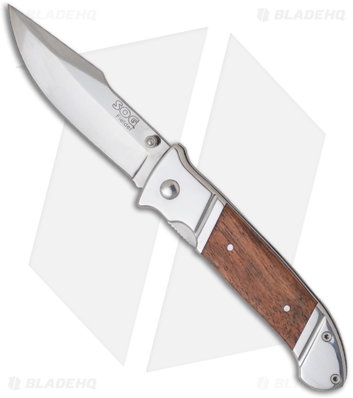 SOG Fielder Liner Lock Knife Wood (3.5" Satin) FF-30