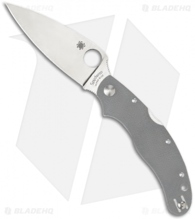 Spyderco Caly 3.5 Aogami Super Blue Gray G-10 Knife (Satin Plain) C144GPGY