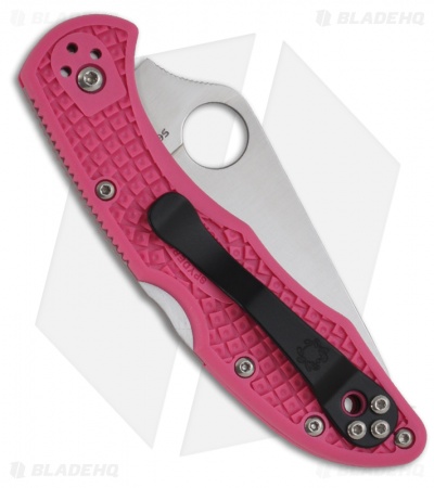 Spyderco Delica 4 Knife Flat Ground Pink FRN (2.88" Satin Plain) C11FPPN