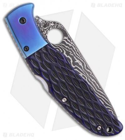 Spyderco Endura Sprint Blue Jigged Bone Knife (3.86" Damascus) C10JBBP