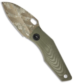 Strider SJ75 Mini Double Digi Titanium Framelock Knife w/ Green G-10 (3" Plain)