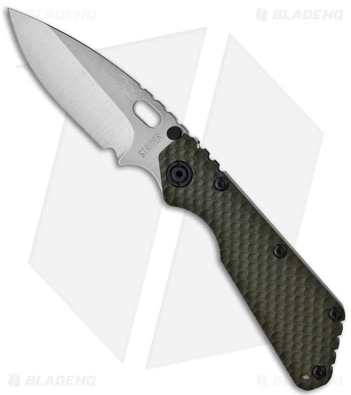 Strider Knives 3/4 SMF GG Knife Green G10 Gunner Grip (3.9" Stonewash Plain)