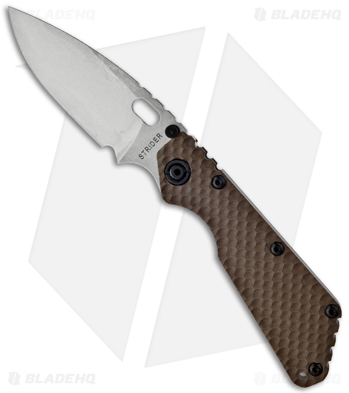Strider Knives SMF GG Knife Coyote Tan G10 Gunner Grip (3.9" Stonewash Plain)