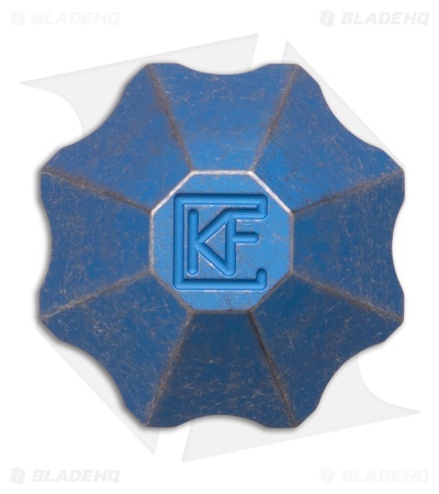 Custom Knife Factory Kaz Bead Battleworn Blue Titanium