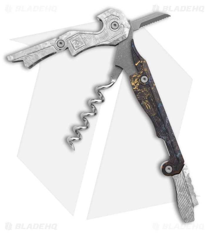 Custom Knife Factory Narzannik Wine Corkscrew Crystalized Titanium/Carbon Fiber