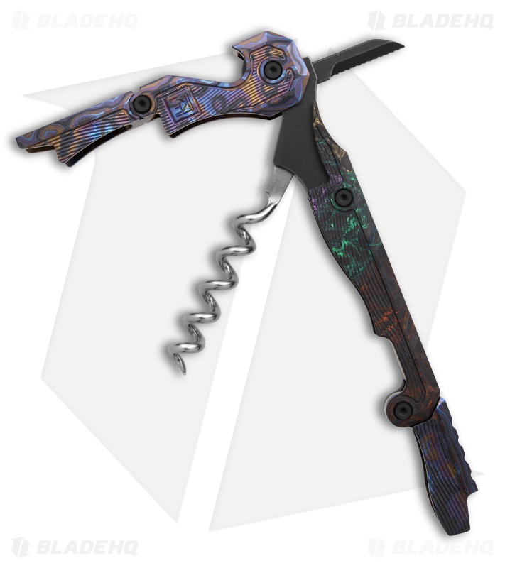 Custom Knife Factory Narzannik Wine Corkscrew Zircu Titanium/Carbon Fiber