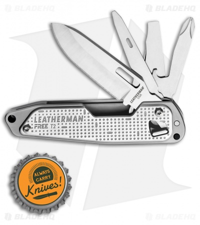 Leatherman Free T2 Multi-Purpose 8-in-1 Folding Knife (2.2" Satin) 832680
