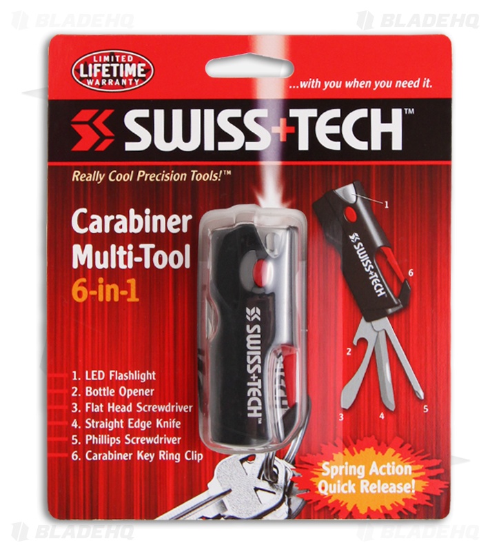 Swiss Tech Carabiner Keychain Multi-Tool 6-in-1 - Blade HQ
