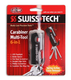 Swiss Tech Carabiner Keychain Multi-Tool 6-in-1