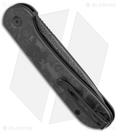 CIVIVI Elementum Button Lock Knife Black Shred CF (3.5" Damascus) 