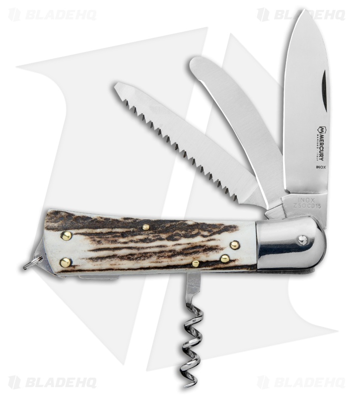 Mercury 4-Tool Multi-Purpose Hunting Knife Stag (3" Polish) 980-4CGKDC