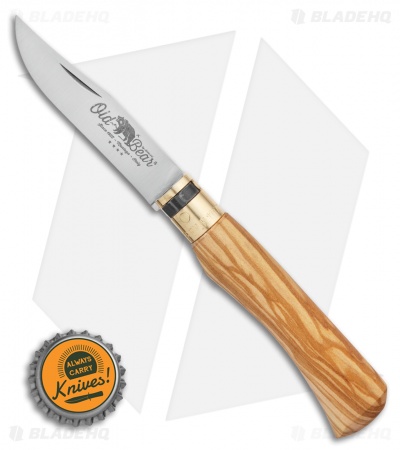 Antonini Old Bear Classical Medium Folding Knife Italian Olive (3.2" Satin)