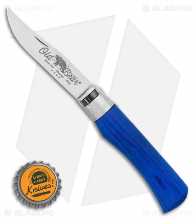 Antonini Old Bear Classical Large Folding Knife Blue Wood (3.4" Satin)