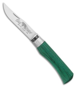  Antonini Old Bear Classical Large Folding Knife Green Wood (3.4" Satin)