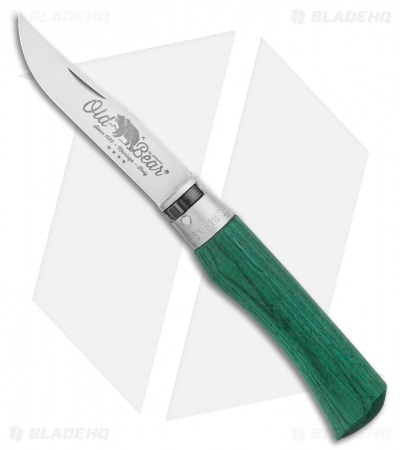  Antonini Old Bear Classical Large Folding Knife Green Wood (3.4" Satin)