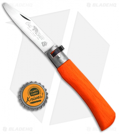 Antonini Old Bear Classical Medium Folding Knife Orange Wood (2.75" Satin)