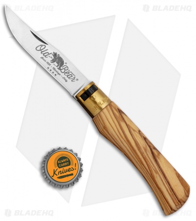 Antonini Old Bear Classical Large Folding Knife Italian Olive (3.4" Satin)