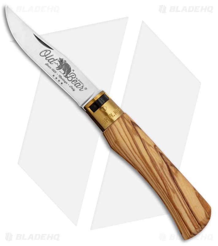 Antonini Old Bear Classical Large Folding Knife Italian Olive (3.4" Satin)