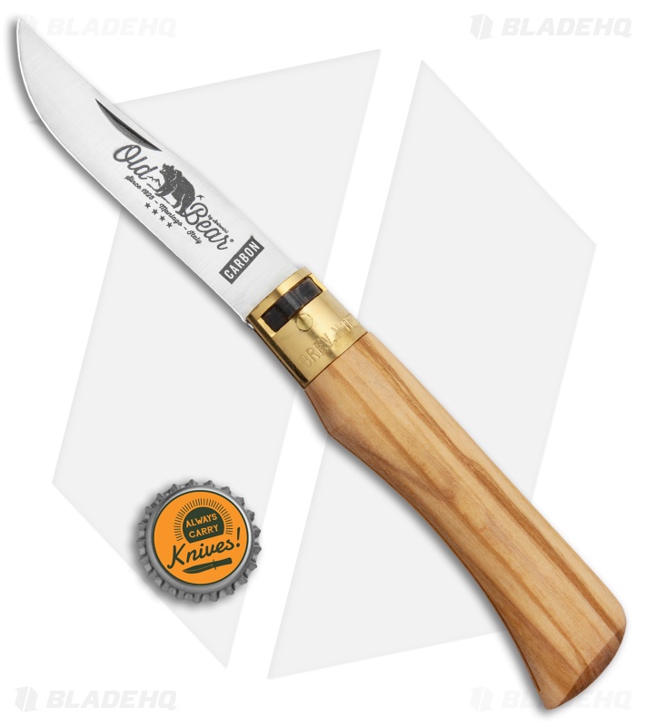 Antonini Old Bear Classical Carbon Large Knife Italian Olive (3.4" Satin)