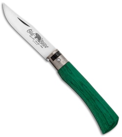 Antonini Old Bear Classical Medium Folding Knife Green Wood (3.2" Satin)