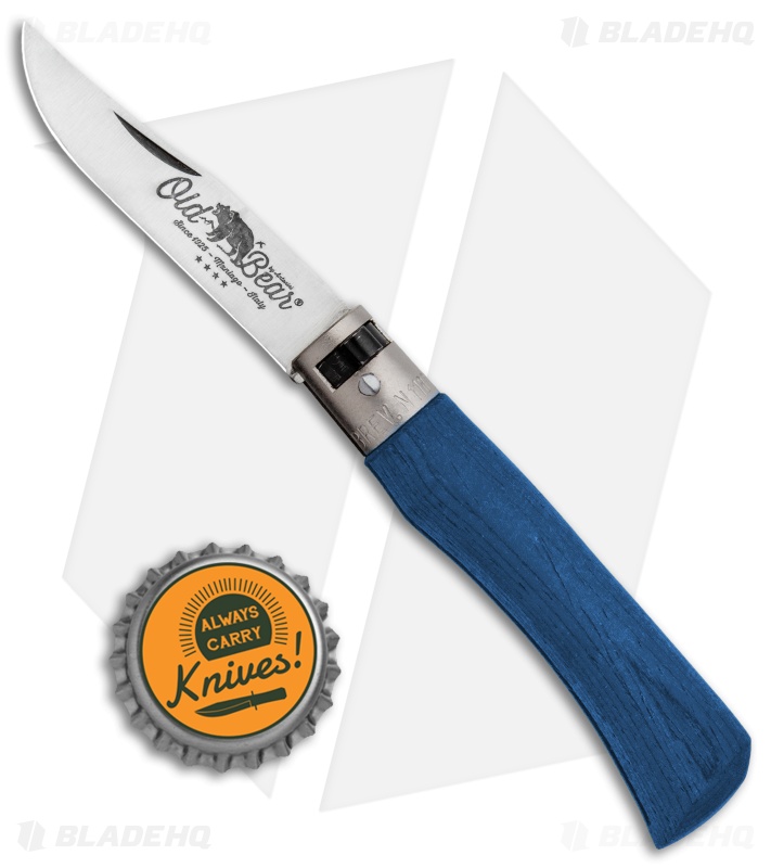Antonini Old Bear Classical Small Folding Knife Blue Wood (2.9" Satin)