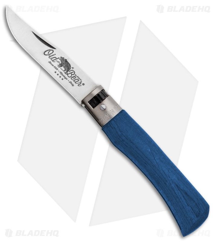Antonini Old Bear Classical Small Folding Knife Blue Wood (2.9" Satin)
