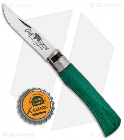 Antonini Old Bear Classical Small Folding Knife Green Wood (2.9" Satin)
