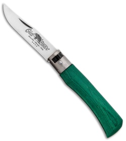 Antonini Old Bear Classical Small Folding Knife Green Wood (2.9" Satin)