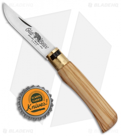  Antonini Old Bear Classical Small Folding Knife Italian Olive Wood (2.9" Satin)