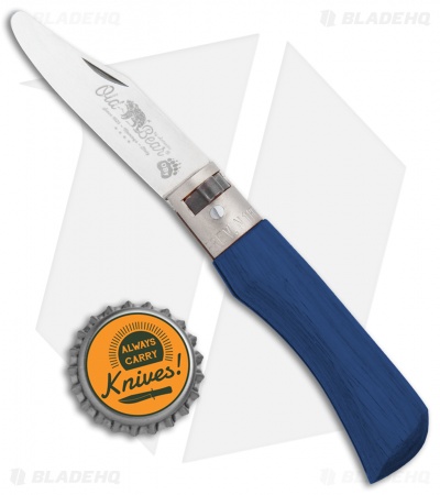 Antonini Old Bear Young XS Folding Knife Blue Wood (2.4" Satin Blunt)