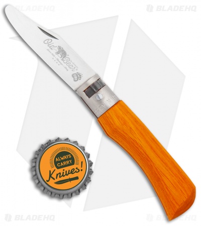 Antonini Old Bear Young XS Folding Knife Orange Wood (2.4" Satin Blunt)