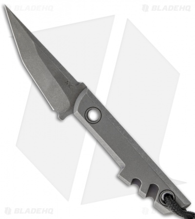 Amsler Knives Mini Slik Titanium Tanto Blade Custom Knife (2" Stonewash)