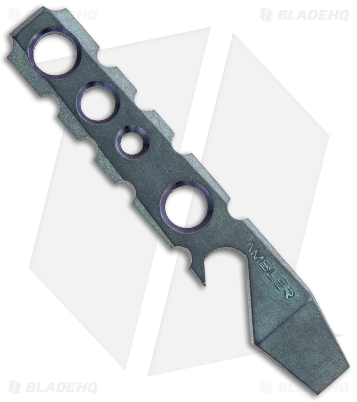 Amsler Knives PKT Pocket Wedge Titanium Pry Bar Bottle Opener (Blue/Green)