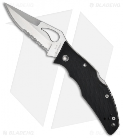 Byrd Flight Lockback Knife Black G-10 (3.44" Satin Serr) BY05GPS