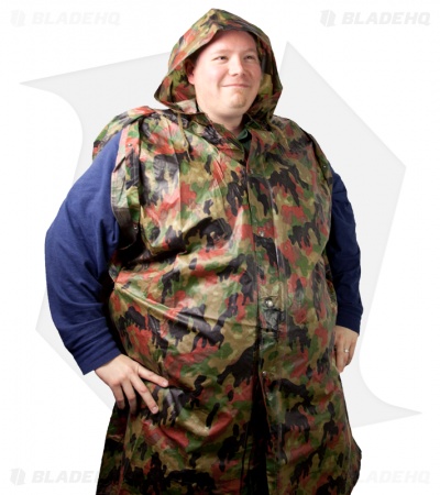 Poncho Heavy-Duty Vinyl Wet Weather Swiss Camo Surplus