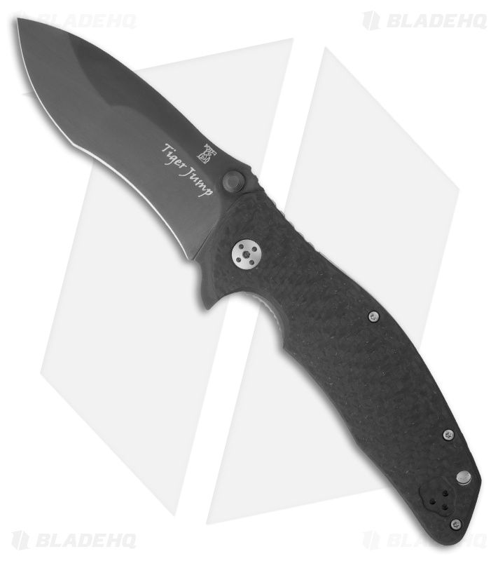 Dendra Tiger Jump Flipper Folding Knife (3.75" Black Plain)