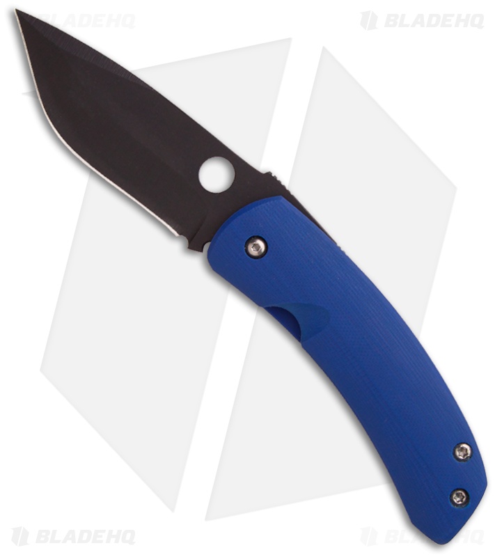 Deviant Blades Curly Friction Folder Blue G10 Knife (3.25" Black Plain)