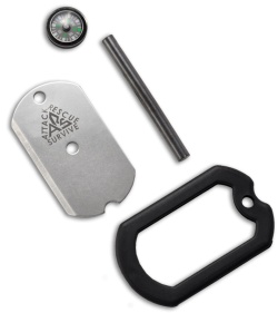 A.R.S. Dog Tag Survival Knife w/ Compass, Firestarter & Mirror (Black)