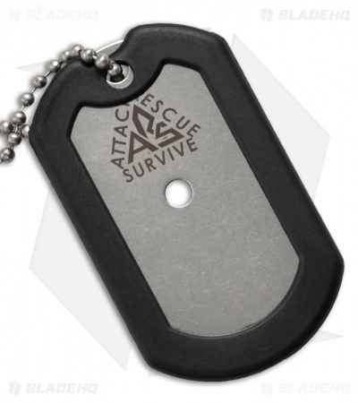 A.R.S. Dog Tag Survival Knife w/ Compass, Firestarter & Mirror (Black)