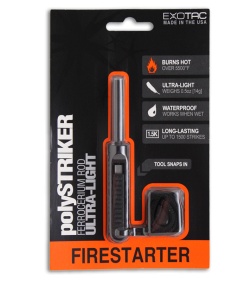 Exotac polySTRIKER Ultra-Light Fire Starter Ferro Rod (Black) 1600