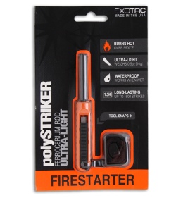 Exotac polySTRIKER Ultra-Light Fire Starter Ferro Rod (Orange) 1600