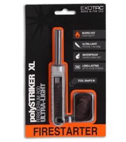 Exotac polySTRIKER XL Ultra-Light Fire Starter Ferro Rod (Gray)