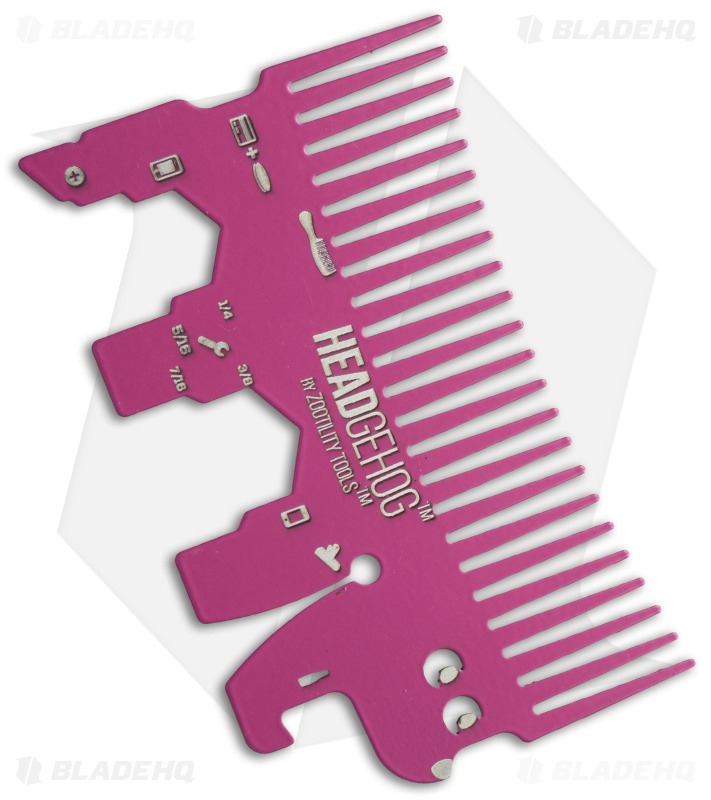 Headgehog Wallet Comb Stainless Steel Multi-Tool (Magenta) HH4