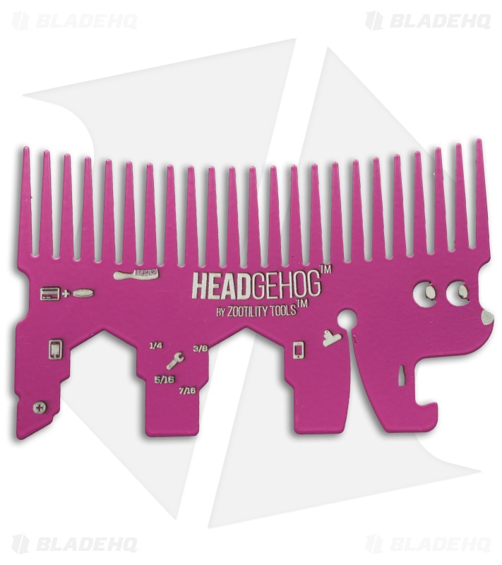 Headgehog Wallet Comb Stainless Steel Multi-Tool (Magenta) HH4