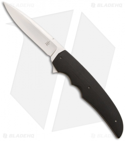 Jason Clark Custom Drop Point Framelock Flipper Black G-10 Knife (3.5" Satin)