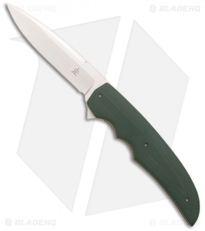 Jason Clark Custom Drop Point Framelock Flipper Green G-10 Knife (3.5" Satin)