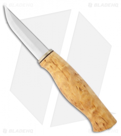 Kellam Knives Falcon Puukko Knife Curly Birch Fixed Blade (3" Satin Plain) KRF3