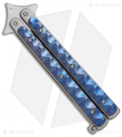 Les Voorhies Custom Knives Model 1 Balisong Butterfly Knife w/ Blue Titanium